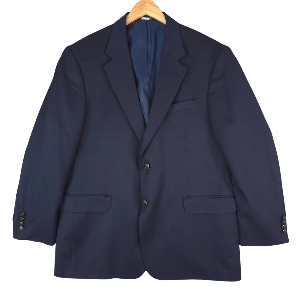 Stafford Executive Blazer Mens 44R Navy Blue Wool Sport Coat